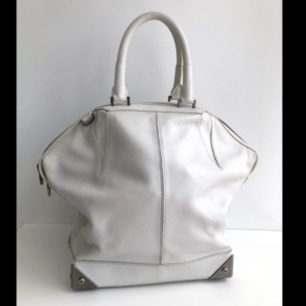 ALEXANDER WANG EMILE PRISMA WHITE LEATHER TOTE BAG